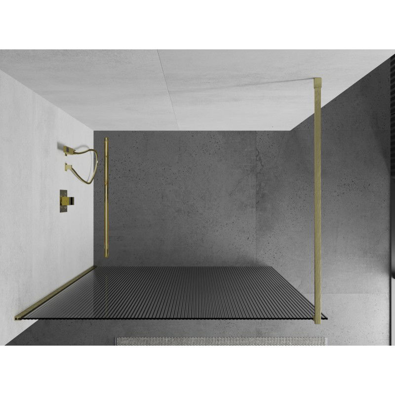 Mexen Kioto dušo sienelė Walk-in 70 x 200 cm, 8 mm dryžiai, auksinė šlifuota - 800-070-101-55-09