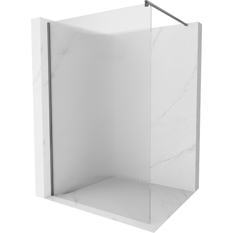 Mexen Kioto dušo sienelė Walk-in 80 x 200 cm, dryžiai 8 mm, ginklo metalo - 800-080-101-95-09