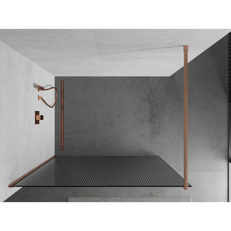 Mexen Kioto dušo sienelė Walk-in 80 x 200 cm, juostelės 8 mm, šlifuota varis - 800-080-101-65-09