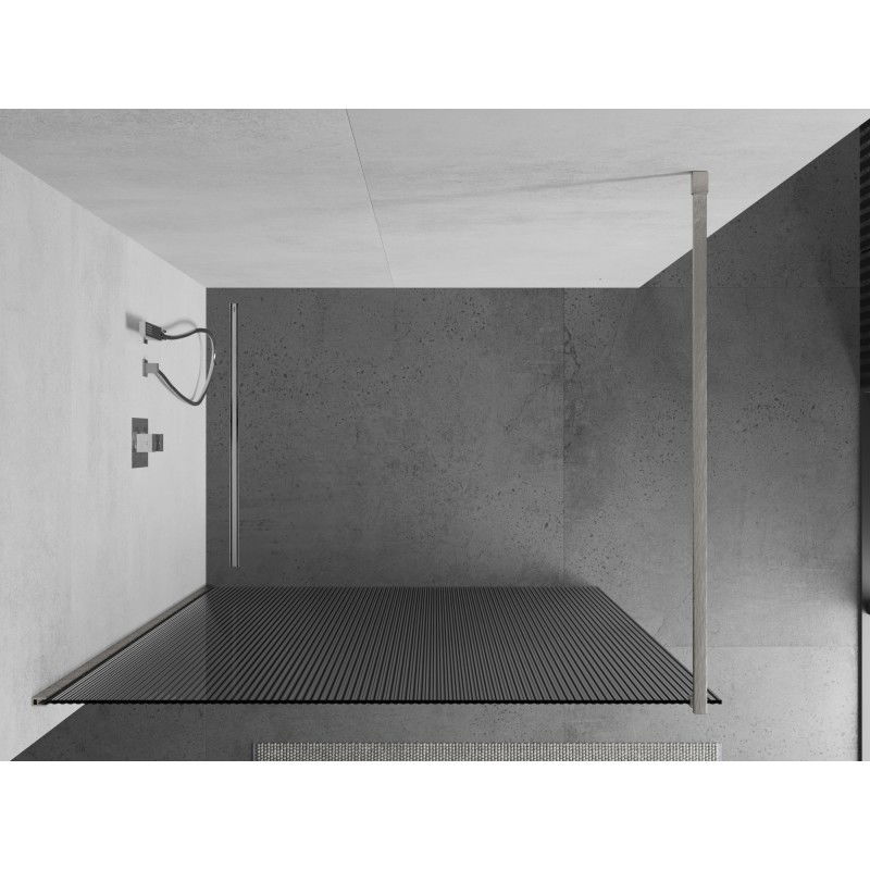 Mexen Kioto dušo sienelė Walk-in 120 x 200 cm, juostelės 8 mm, šlifuotas nikelis - 800-120-101-97-09
