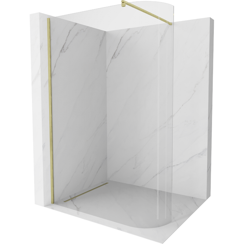 Mexen Kioto suktinė dušo siena Walk-in 100 x 200 cm, skaidrus 8 mm, šlifuota auksinė - 800-100-101-55-06