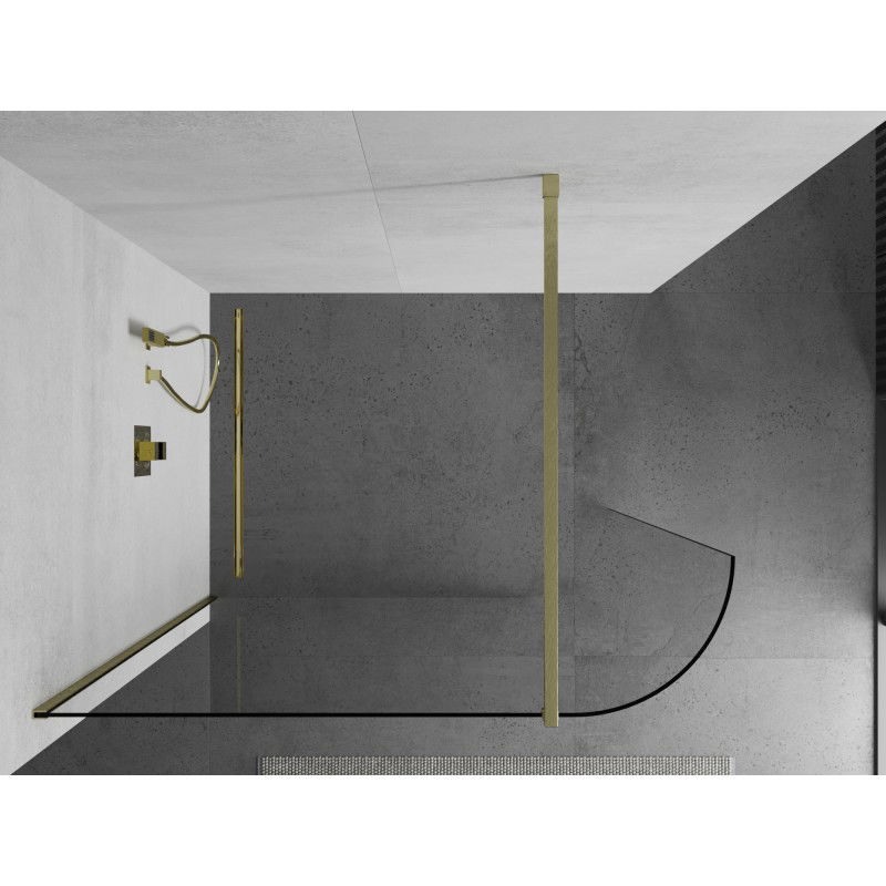 Mexen Kioto-R apvali dušo siena Walk-in 140 x 200 cm, skaidri 8 mm, auksinė šlifuota - 800-140-101-55-06