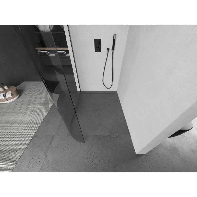 Mexen Kioto-R apvali dušo siena Walk-in 80 x 200 cm, permatoma 8 mm, šlifuota ginkluota pilka - 800-080-101-66-06