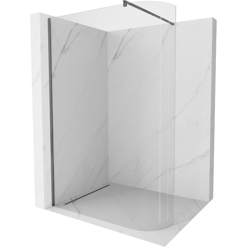 Mexen Kioto suapvalinta dušo siena Walk-in 100 x 200 cm, permatomas 8 mm, gun metal - 800-100-101-95-06