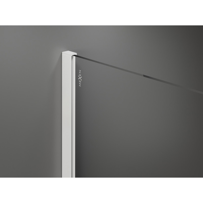 Mexen Kioto dušo sienelė Walk-in 90 x 200 cm, grafito 8 mm, balta - 800-090-101-20-40