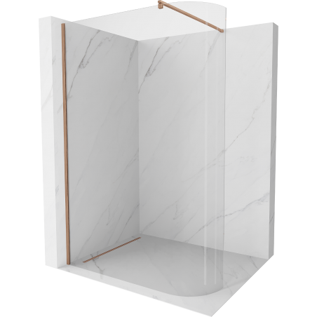Mexen Kioto kampinė dušo siena Walk-in 80 x 200 cm, skaidri 8 mm, šlifuota varinė - 800-080-101-65-06