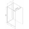 Mexen Kioto dušo siena "Walk-in" 130 x 90 cm, permatomas, šlifuota varis - 800-130-212-65-00-090