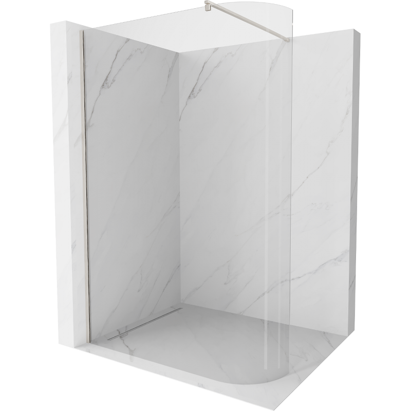 Mexen Kioto-R užapvalinta dušo sienelė Walk-in 90 x 200 cm, skaidri 8 mm, šlifuotas nikelis - 800-090-101-97-06