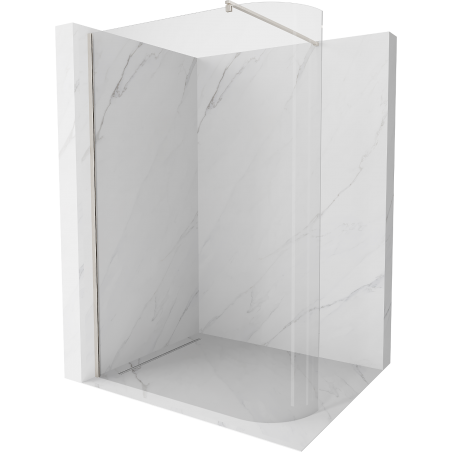 Mexen Kioto-R užapvalinta dušo sienelė Walk-in 90 x 200 cm, skaidri 8 mm, šlifuotas nikelis - 800-090-101-97-06