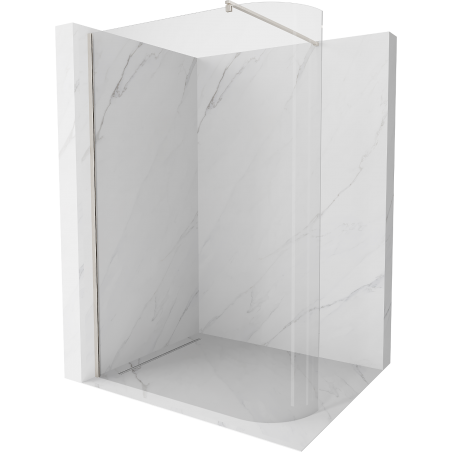Mexen Kioto-R lenkta dušo sienelė Walk-in 130 x 200 cm, permatoma 8 mm, šlifuotas nikelis - 800-130-101-97-06