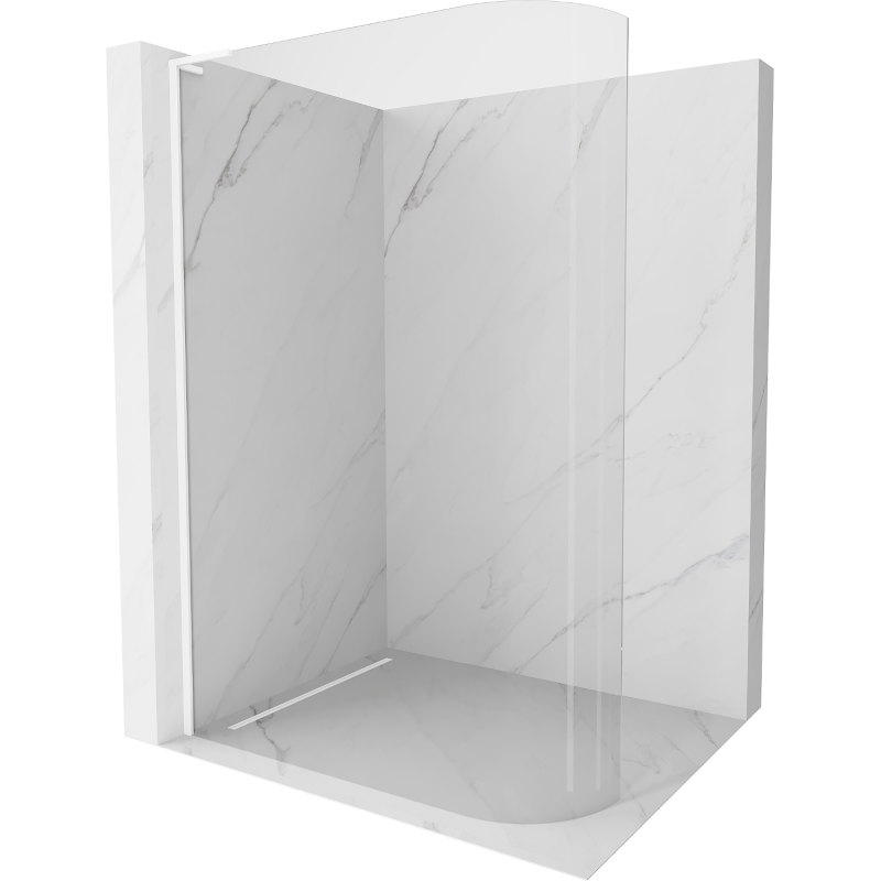 Mexen Kioto-R L užapvalinta dušo pertvara Walk-in 80 x 200 cm, skaidri, balta - 800-080-103-20-06