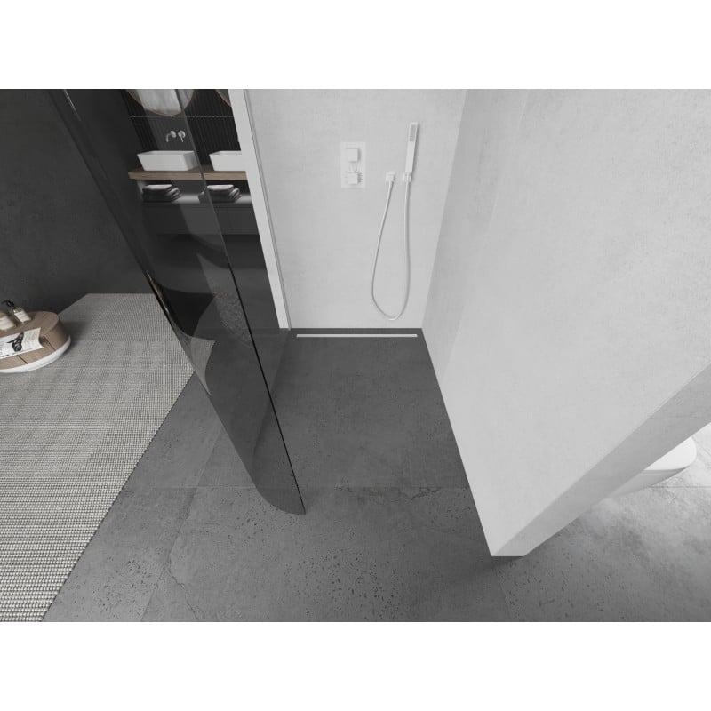 Mexen Kioto-R L užapvalinta dušo pertvara Walk-in 80 x 200 cm, skaidri, balta - 800-080-103-20-06