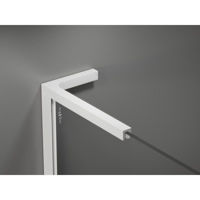 Mexen Kioto-R L užapvalinta dušo pertvara Walk-in 80 x 200 cm, skaidri, balta - 800-080-103-20-06