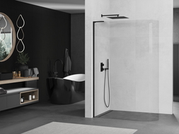 Mexen Kioto L dušo sienelė sudaryta Walk-in 100 x 200 cm, skaidri, juoda - 800-100-103-70-06