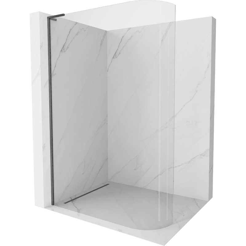 Mexen Kioto-R L Lenkta dušo sienelė Walk-in 90 x 200 cm, skaidri, šlifuoto ginklo pilkumo - 800-090-103-66-06