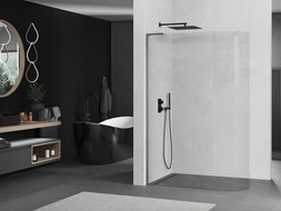 Mexen Kioto L lenkta dušo siena Walk-in 110 x 200 cm, skaidri, šviesiai pilka - 800-110-103-66-06
