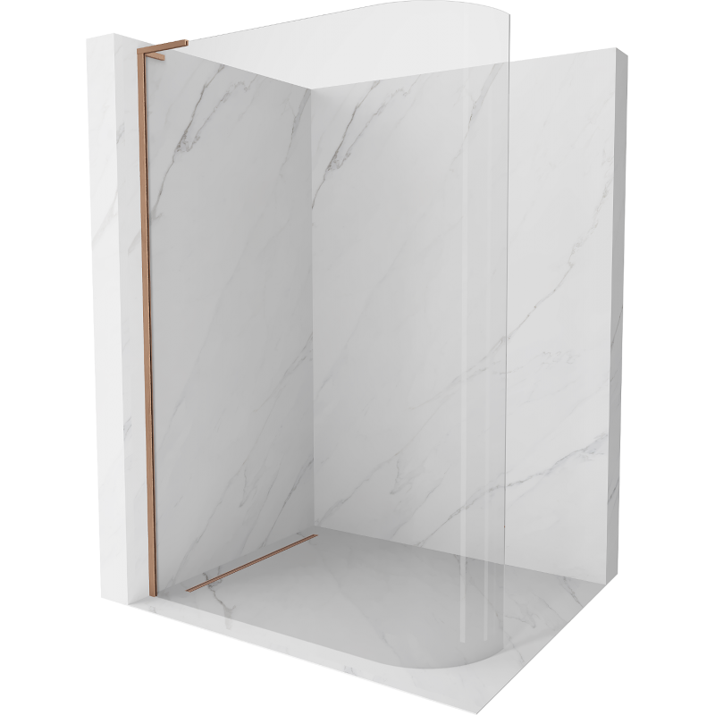 Mexen Kioto L apvalus dušo stiklas Walk-in 120 x 200 cm, skaidrus, šlifuota varis - 800-120-103-65-06