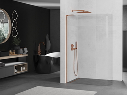 Mexen Kioto L dušo siena suapvalinta Walk-in 80 x 200 cm, skaidrus, rožinis auksas - 800-080-103-60-06
