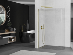 Mexen Kioto L kampinė dušo siena Walk-in 80 x 200 cm, skaidri, auksinė - 800-080-103-50-06