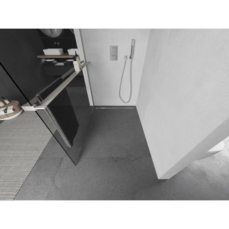 Mexen Kioto+ dušo sienelė su lentyna Walk-in 135 x 200 cm, permatoma, šlifuotas nikelis - 800-135-121-97-00