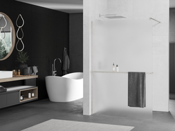 Mexen Kioto+ dušo siena su Walk-in lentyna 90 x 200 cm, matinė, šveitimo nikelis - 800-090-121-97-30
