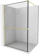 Mexen Kioto+ dušo siena su Walk-in lentyna 90 x 200 cm, juodas raštas, auksinis šlifuotas - 800-090-121-55-70