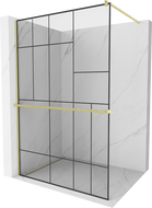 Mexen Kioto+ dušo siena su Walk-in lentyna 80 x 200 cm, juodas raštas, auksinis šlifuotas - 800-080-121-55-78