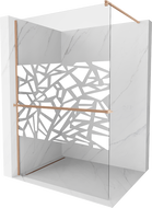 Mexen Kioto+ walk-in dušo ekranas su lentyna 120 x 200 cm, baltas modelis, šlifuota varis - 800-120-121-65-85