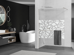 Mexen Kioto+ dušo siena su Walk-in lentyna 90 x 200 cm, balta forma, šepetėlinis nikelis - 800-090-121-97-85