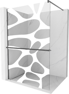 Mexen Kioto+ dušo sienelė su baldine Walk-in 80 x 200 cm, baltas raštas, šaudytas gun gray - 800-080-121-66-97