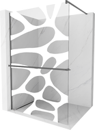 Mexen Kioto+ dušo sienelė su Walk-in puslankiu 70 x 200 cm, baltas raštas, gun metal - 800-070-121-95-97