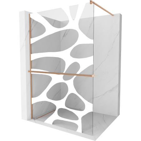 Mexen Kioto+ dušo sienelė su lentyna Walk-in 80 x 200 cm, baltoji banga, šlifuotas varis - 800-080-121-65-97