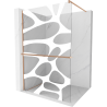 Mexen Kioto+ dušo sienelė su lentyna Walk-in 80 x 200 cm, baltoji banga, šlifuotas varis - 800-080-121-65-97