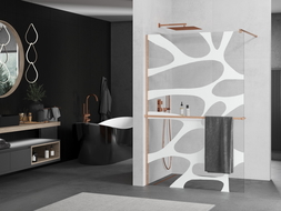 Mexen Kioto+ dušo siena su Walk-in 80 x 200 cm, balta tekstūra, šlifuota varis - 800-080-121-65-97