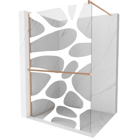 Mexen Kioto+ dušo sienelė su lentyna Walk-in 100 x 200 cm, balta banga, šlifuotas varis - 800-100-121-65-97