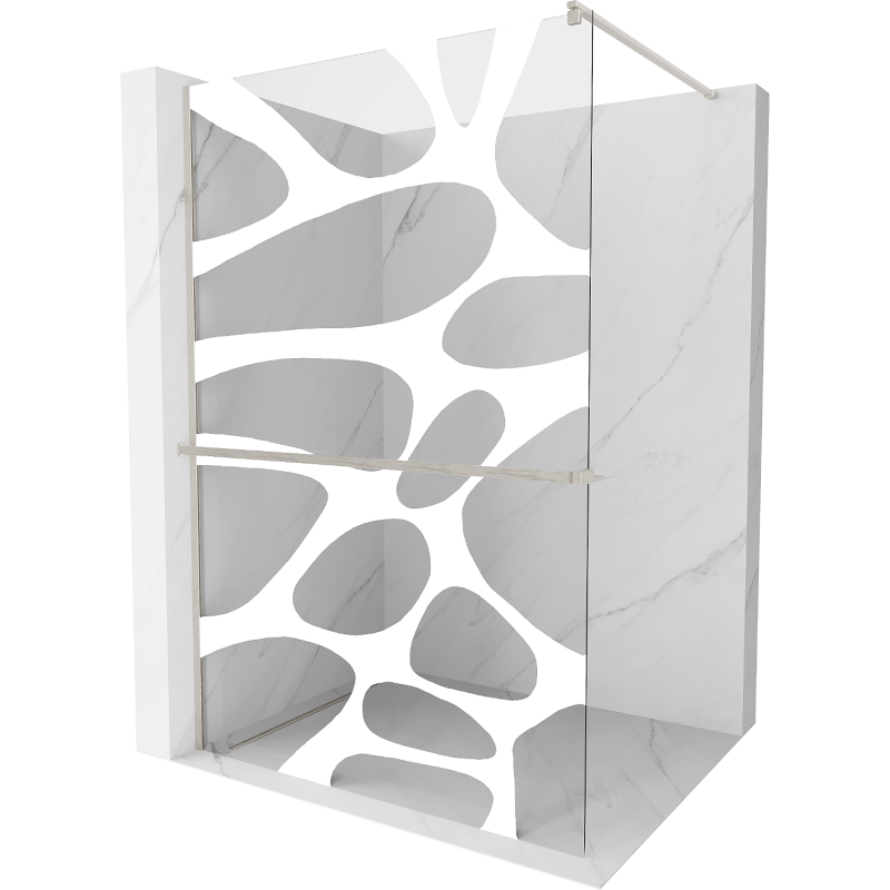 Mexen Kioto+ dušo sienelė su lentyna Walk-in 70 x 200 cm, balta banga, šlifuotas nikelis - 800-070-121-97-97