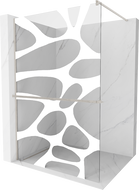 Mexen Kioto+ vonios sienelė su lentyna Walk-in 100 x 200 cm, balta banga, šlifuotas nikelis - 800-100-121-97-97