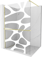 Mexen Kioto+ dušo siena su lentyna Walk-in 70 x 200 cm, balta banga, auksinis šepetys - 800-070-121-55-97