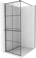 Mexen Kioto+ dušo siena su Walk-in lentyna 90 x 200 cm, juodas raštas, gun gray šlifuotas - 800-090-121-66-77
