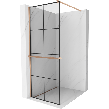Mexen Kioto+ dušo siena su Walk-in 70 x 200 cm, juodas modelis, šlifuotas varis - 800-070-121-65-77