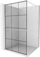 Mexen Kioto+ dušo sienelė su lentyna Walk-in 100 x 200 cm, juodas raštas, šlifuotas nikelis - 800-100-121-97-77