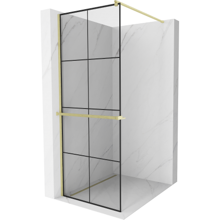 Mexen Kioto+ dušo sienelė su Walk-in 90 x 200 cm, juodas raštas, auksinis šlifuotas - 800-090-121-55-77