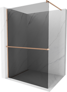 Mexen Kioto+ dušo siena su Walk-in pertvara 130 x 200 cm, grafitas, šlifuota varis - 800-130-121-65-40