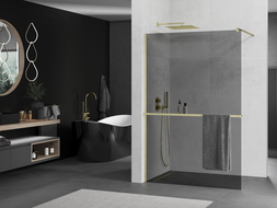 Mexen Kioto+ dušo siena su Walk-in 70 x 200 cm, grafitas, auksinė šlifuota - 800-070-121-55-40