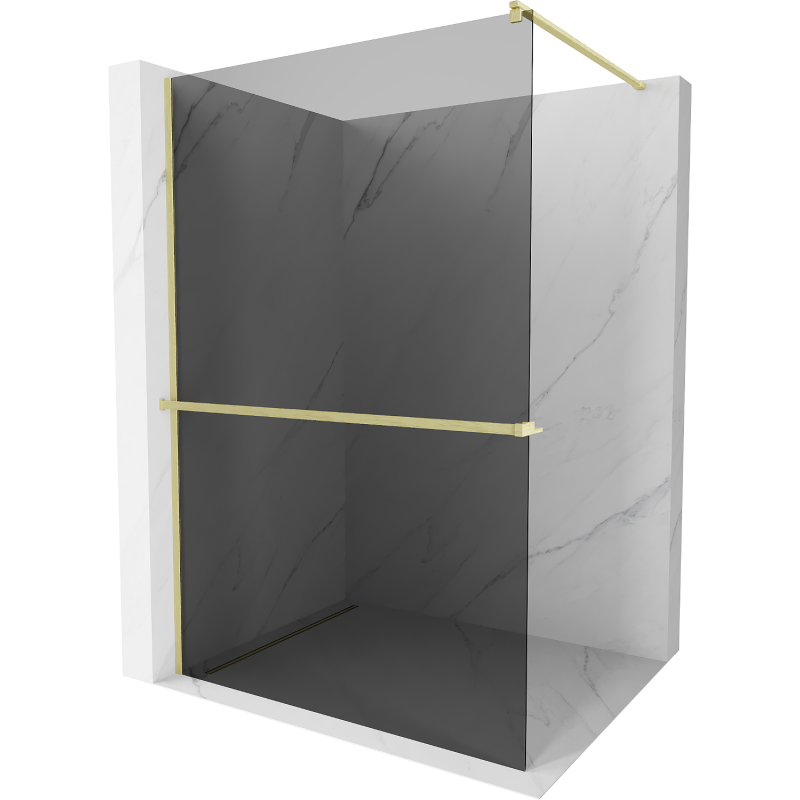 Mexen Kioto+ dušo sienelė su lentyna Walk-in 80 x 200 cm, grafitas, aukso šepečiuotas - 800-080-121-55-40