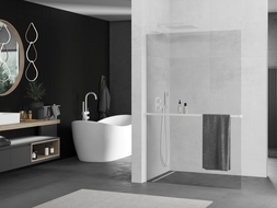 Mexen Kioto+ L vonios pertvara su Walk-in lentyna 55 x 200 cm, permatoma, balta - 800-055-123-20-00