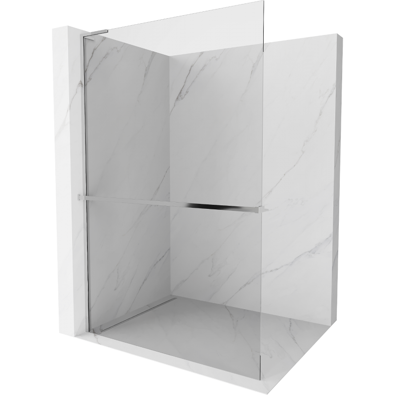 Mexen Kioto+ L dušų siena su lentyna Walk-in 110 x 200 cm, permatoma, chromas - 800-110-123-01-00