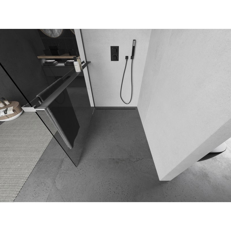 Mexen Kioto+ L dušo sienelė su lentyna Walk-in 80 x 200 cm, skaidrus, gun metal - 800-080-123-95-00