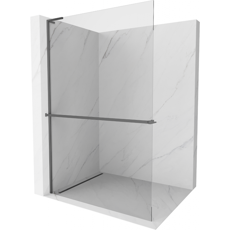 Mexen Kioto+ L prašmatni dušo skydas su Walk-in lentynėle 50 x 200 cm, skaidrus, matinis metalas - 800-050-123-95-00