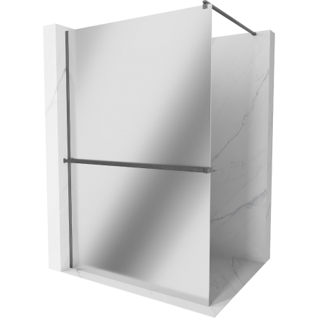 Mexen Kioto+ dušo sienelė su lentyna Walk-in 90 x 200 cm, veidrodis, šlifuotas ginklų pilkas - 800-090-121-66-50